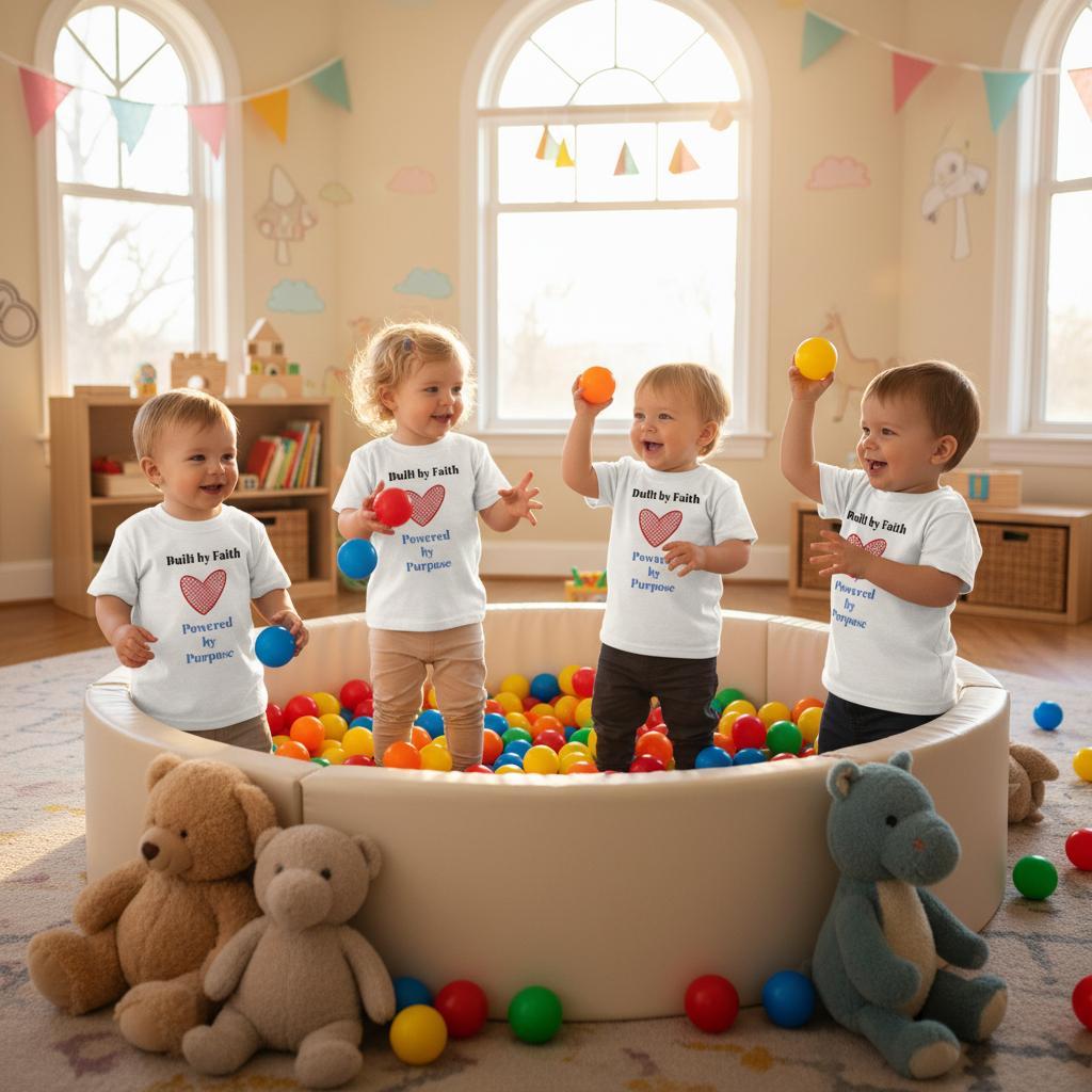 4 kids with Built by faith tees